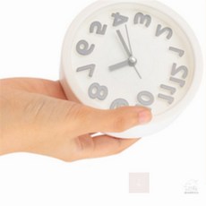 후니곳간 원형 저소음 알람탁상시계 바늘시계 탁상용알람시계, 화이트, 화이트