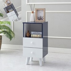 미니서랍장 책상서랍장 사무실 책상 정리함 2단 침대협탁 사이드테이블 침실 수납선반, 화이트