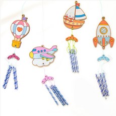 풍경 만들기 세트 DIY 튜브벨 현관문 종 딸랑이 소리 문장식 만들기 어린이 유치원 꾸미기 재료 초등 학교 학생 유아 미술 실내 놀이 소품, 튜브벨 탈것(열기구)