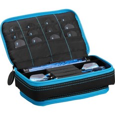 Casemaster케이스마스터 플라즈마 플러스 소프트 및 스틸 팁 다트용 3 다트 케이스 대형 프론트 모바일 장치 포켓 내장 저장 튜브 비행 샤프트 개인 물품을 위한 포켓이 특, Blue Trim, 1개, Blue Trim