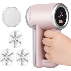 LED 디스플레이와 대형 보푸라기 빈 스웨터 면도기가 장착된 iRUNTEK 충전식 패브릭 면도기 3단 Type-C 고속 충전으로 의류 및 가구용 충전재 퍼즈 제거기 핑크, Whitegold