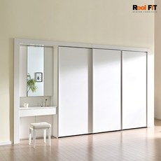 화이트매트 슬라이딩 화장대 붙박이장_300cm (10자)
