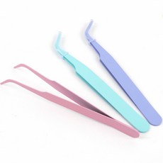 얇은 다꾸핀셋 스티커집게 전문가용핀셋 파츠용 네일집게, 일자형 - 퍼플