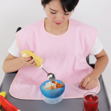 성인 방수 턱받이 간병용 요양원 앞치마 성인 식사 턱받이 환자용 어르신 케어용 보호대 재활용 용품 케어, M, 핑크