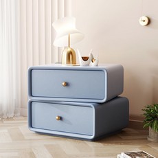 甜蜜cosmetics 床頭櫃 可旋轉現代簡約創意方糖小戶型輕奢皮質免安裝儲物櫃, 淺藍【全實木】高48寬50, 1個