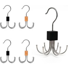 HeXueLy 4팩 탱크탑 & 브라 행거 클로 디자인이 적용된 360 회전식 금속 정리함 공간 절약형 옷장 후크 스카프 지갑 액세서리, 6