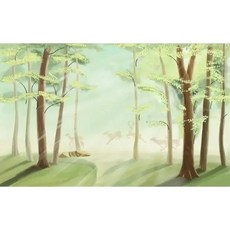 벽지 침실 벽화 만화 녹색 숲 엘크 사진 장식, 1. 12179410