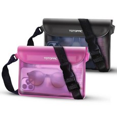 TOTOPAC 2팩 방수 패니 팩 허리 스트랩이 있는 휴대폰 파우치 22.9 x 16.7cm(9 x 6.7인치) 휴대폰 현금 및 귀중품용 드라이 백 - 수영 카약 보트, 핑크 + 그레이