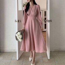 브이넥 데일리 정장룩 우아한 원피스 [WFJF6KI_260522]