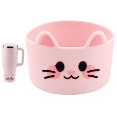 Stanley Quencher AdVENT 벤트ure 용 실리콘 부츠 11.1/1.18L(30/40온스) 귀여운 핑크 만화 고양이 텀블러 부츠 슬리브 바닥 프로텍터 Ice