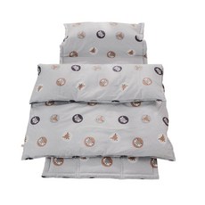 絲薇諾 MIT精梳棉兒童睡袋-冬夏兩用書包型幼兒園睡袋(狐狸先生-灰), 狐狸先生-灰