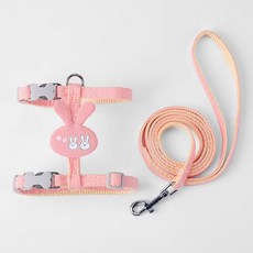 고양이 하네스 리드줄 세트 강아지 하네스 H형, 핑크토끼, 1개