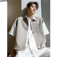 百搭機能馬甲 日系痞帥馬甲男寬松休閑百搭坎肩背心夏季ins潮牌華夫格無袖外套