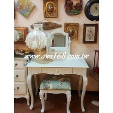 新古典白色化妝台組：三尺寬檯面，含椅子，臥室梳妝首選