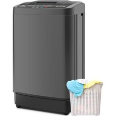 닉테모 휴대용 세탁기 17.배수 펌프가 장착된 8Lbs 세탁기 2.4Cu.ft 풀 오토매틱 및 건조기 콤보 10개 프로그램 8개 수위 LED 디스플레이 가정 아파트, Grey