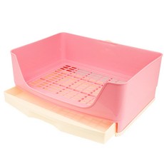 기니피그 친칠라 페럿을 위한 서랍이 있는 토끼 쓰레기통 큰 애완동물 팬, Pink, 1개