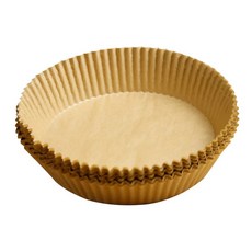 加厚款 盒裝50片 烘焙紙盤 氣炸鍋烘焙紙 硅油紙盤 氣炸鍋專用紙 烘焙紙 紙盤 隔油紙 食品調理紙 氣炸鍋紙, 1個, 加厚款-牛皮色(50入盒裝)