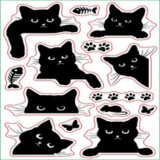 1개 DIY 스크랩북 사진 앨범 장식 카드 제작용 PVC 플라스틱 스탬프 고양이 패턴 스탬프 시트 (16x11x0.3cm), 투명색