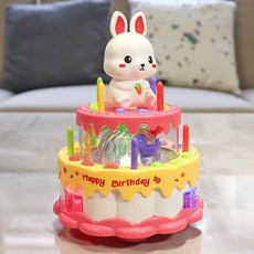 電動行走生日歌蛋糕玩具, 1個, 萬向萌寵蛋糕粉兔子送電池螺絲刀