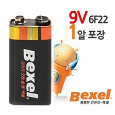 벡셀 벡셀 망간 9V 사각 건전지 1알 카드형 FC1 6F22 A1604 4022 6AM6 6LR61 BLOC CLR6 K9V KA9 MN1604 ND65V PP3, 1개입, 1개