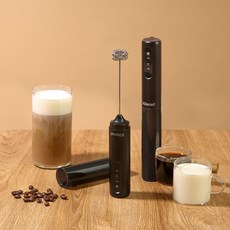 키텐실 커버형 C타입 충전식 무선 우유거품기 미니 전동 휘핑기, 블랙, KJBQ-F33DX