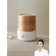대나무 케이지 전기 찜기 찜통 가정용 다기능 만두, 도자기 화이트 - 3L 용량