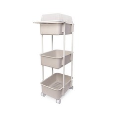 2세대 코코맘 트롤리 3단(1캡형) 이동식 아기용품 기저귀정리함, 아이보리, 1개