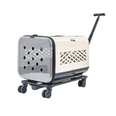 寵物外出推車 寬敞舒適多向通風 輕巧拉桿滑輪設計, 象牙白, 1個