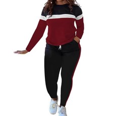 HTD 여성용 투피스 의상 캐주얼 스웨트수트 긴소매 트랙수트 매칭 세트 초록색. M