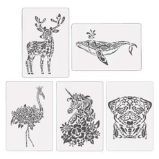 고학년미술 스텐실 판화찍기용 동물 그림틀 세트 스텐실교구 미술놀이 콩콩두드리기, 1세트, A - 사슴외 4종