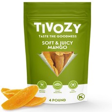 말린 망고 슬라이스 부드럽고 육즙이 한 달콤한 간식 식감 망고의 톡 쏘는 단맛이 나는 쫄깃한 숙성 건조 과일 비타민 C 및 섬유질 2 단위파운드의 천연 공급원, 4 Pound, 1개