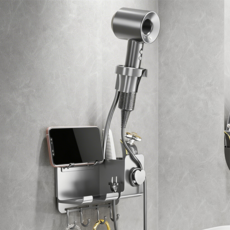 자홀포 프리미엄 각도 조절 호환 수납형 드라이기 거치대, 그레이, 1개