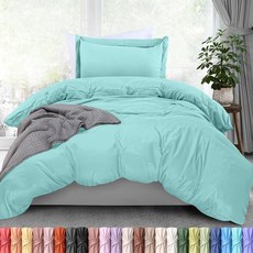 Utopia Bedding 이불 커버 킹 매트리스 커버 포함 (198.1x203.2cm(78x80인치)) - 베개 커버 2개 킹 - 지퍼 이불 커버가 있는 가방에 담긴 사계절용, 스파 블루