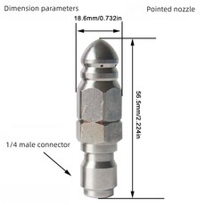 하수관 막힘 방지 스테인레스 스틸 고압 노즐 1/4 플러그 앞 6 뒤 물 쥐 머리 청소, 01 은