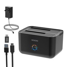 GOODO 하드 드라이브 도킹 스테이션에서 USB 3.0 타입 C 듀얼 베이 도크로 SATA 2.5/3.5인치 HDD/SSD(LED 표시기 포함) 오프라인 클론/듀플리케이터, 2 Bay Black Type-C