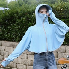 불꽃스토어 여름후드 크롭 후드 집업 블루