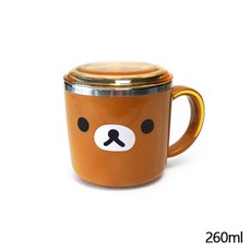 里和 lilfant 韓國製304不銹鋼杯 兒童防滑隔熱漱口杯 正版, 1個, 懶懶熊260ml (加蓋款)