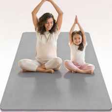 초대형 2인용 요가매트 | 미끄럼 방지 두툼한 홈트 매트, 1개, 그레이