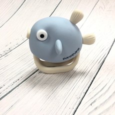 BabyShare 台灣製 鉑金矽膠金魚QQ固齒器 牙齒咬環 固齒器 3個月, 藍, 1個