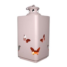 shangren 노르딕 스타일 바람 랜턴 촛대 금속 말 랜턴 핑크, 10x22cm, 철, 1개