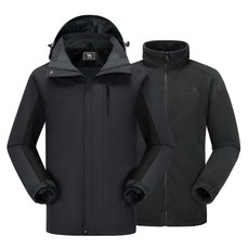 CAMEL CROWN 남성용 3 in 1 스키 스노우 재킷 방수 겨울 코트 방풍 따뜻한 플리스 안감 하이킹 레인 후드 다크 그레이/블랙. L