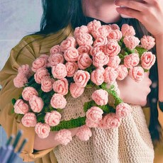 꽃다발블랭킷 DIY 꽃다발이되는담요 은방울꽃 뜨개질 블랭킷 장미 니트 선물, 35.블루 스타 부케 50cm