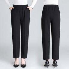 Gradle 봄 가을 여성 밴딩 바지 루즈핏 캐주얼 바지 40-60대 엄마 하이웨스트 팬츠 빅 사이즈 바지 소프트 프리미엄원단