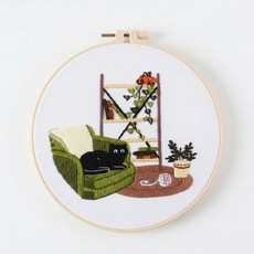 프랑스자수 패키지 DIY 고양이도안 취미 키트, 옵션09, 1개
