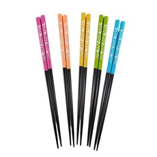 Vintage 復古家 日本製北歐風花卉系列合成漆器筷子5入組 (長22.5cm 可機洗), 1個, 彩色, 5雙筷子