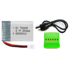 드론배터리 3.7v 200mah 1개 충전기 1개 세트, (X4) 200mah1개+6in1충전