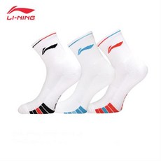 리닝 AWSU083 3컬러 남성용 양말 1족 충격흡수 배드민턴 테니스 스쿼시 (AWSU083), AWSU083-1(화이트블랙), 1개