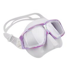 Doublue K 自潛曲面面鏡 韓國品牌 潛水低容積面鏡 廣角美顏網紅面鏡 浮潛蛙鏡泳鏡, 白底極光紫