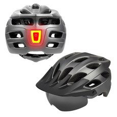 LED 자전거 헬멧 MT-97 경량 안전모 c-type 충전 후미등 라이트 고글, MT-97-LED-무광회색, 1개
