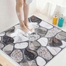 스퀘어 샤워 매트 미끄럼 방지: 중간에 배수 구멍이 있는 61x61cm 엑스트라 라지 - 내부 샤워용 방지 샤워실 욕조 노인용 욕실, 스퀘어 샤워 매트 미끄럼 방지: 중간에 배수 구멍이 있